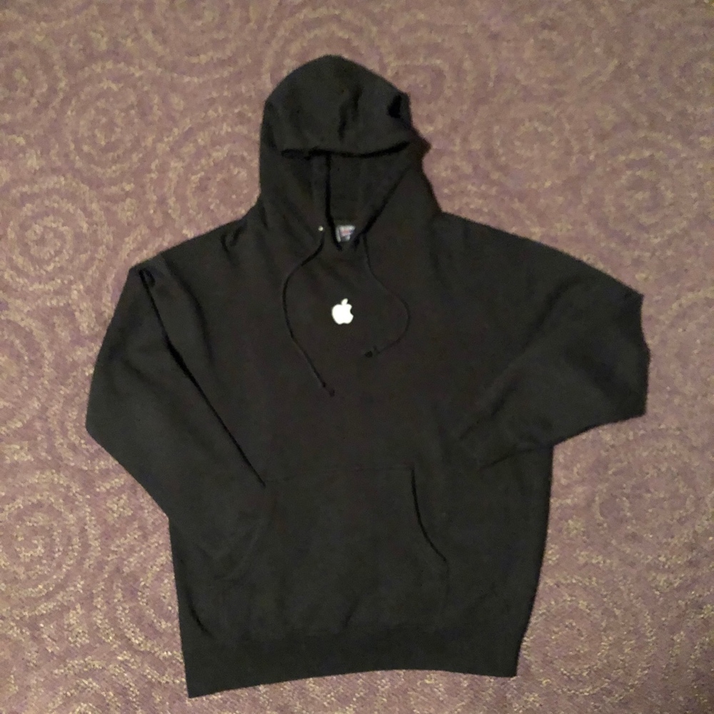 APPLE logo warm black pull over hoodie medium